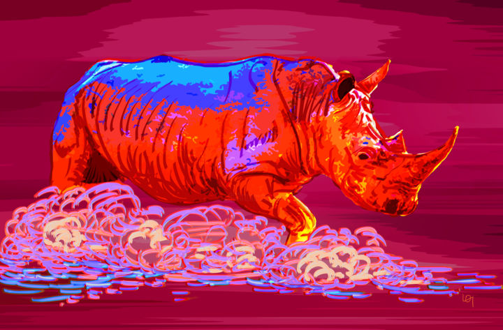Race rhinoceros (digital painting)