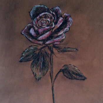 Рисунок под названием "τριαντάφυλλο σε καφ…" - Georgia Melanitou (G.M.), Подлинное произведение искусства, Древесный уголь