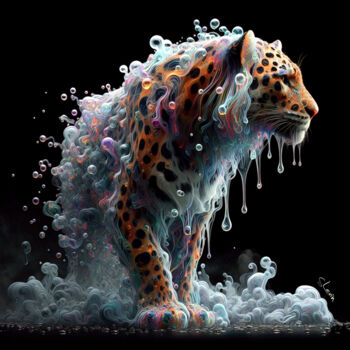 Artes digitais intitulada "leopard is emerging…" por Simon Levin, Obras de arte originais, Pintura digital