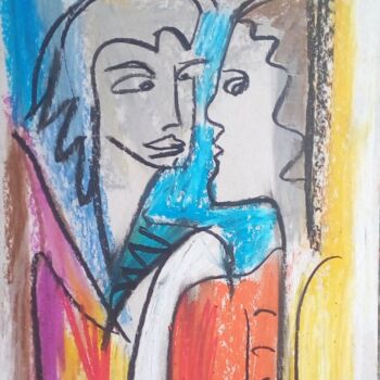Drawing titled "Couple 1" by Laudu, Original Artwork, Pastel