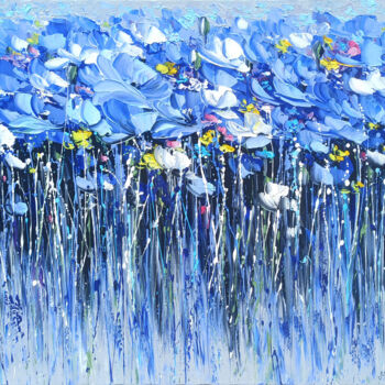 Painting titled "Dreamlike Poppies" by Marietta Martirosyan, Original Artwork, Oil Mounted on Wood Stretcher frame