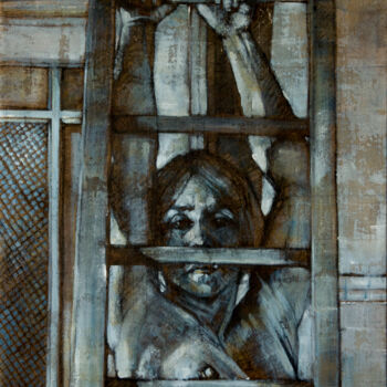 Pintura intitulada "Nu à l'échelle 2" por Philippe-Emmanuel Amirault, Obras de arte originais, Óleo