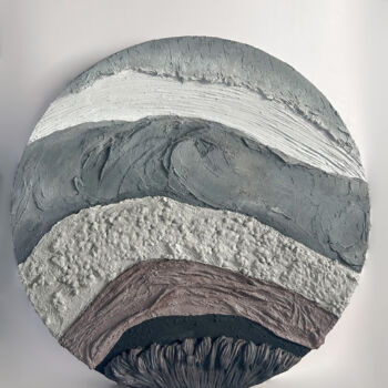Картина под названием "Round panel texture…" - Анастасия Юрзинова, Подлинное произведение искусства, бетон Установлен на Дер…