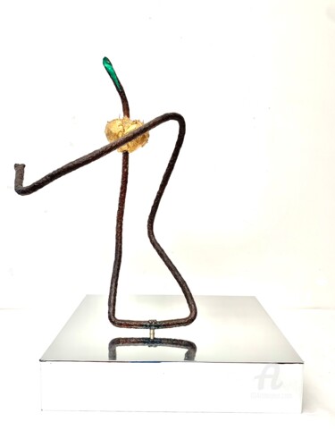 雕塑 标题为“Un coeur en or” 由Nicolas Volle, 原创艺术品, 金属