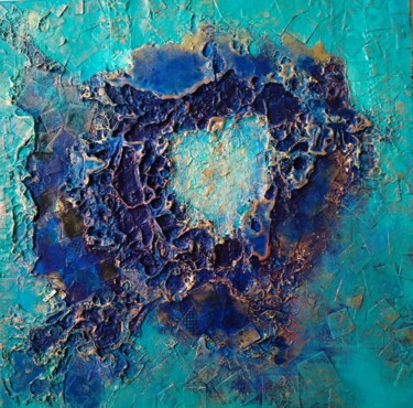 Painting titled "Blue Caldera" by Lynda Rosemarie Stevens, Original Artwork, Wax