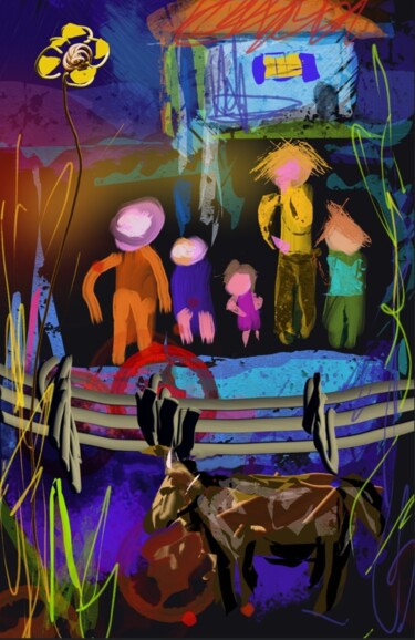 Arte digital titulada "Une famille à la ca…" por Jacky Patin, Obra de arte original, Pintura Digital
