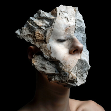 Digitale Kunst mit dem Titel "La roche humaine" von Torki, Original-Kunstwerk, KI-generiertes Bild