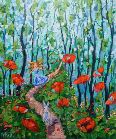 Painting titled "Magical Forest." by Zina Vysota, Original Artwork, Oil