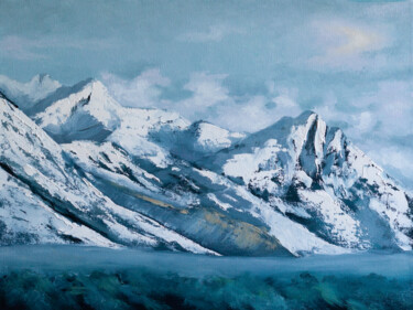 Painting titled "Georgia's mountains" by Elena Mosina, Original Artwork, Oil