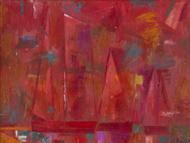 Painting titled "Red regatta" by Vladimir Bauer, Original Artwork, Oil