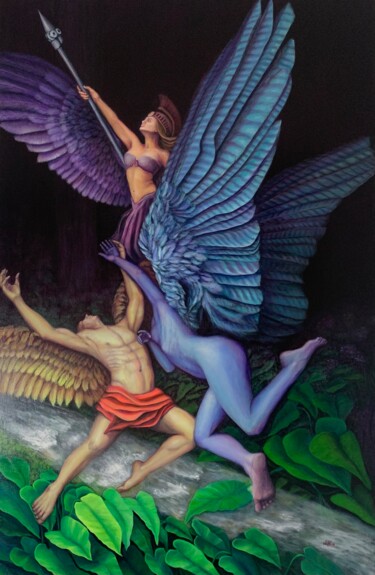 Pintura titulada "ANGELES DE LA GLORIA" por Hani Bettez Al Hani Ramirez Bettez, Obra de arte original, Acrílico Montado en B…