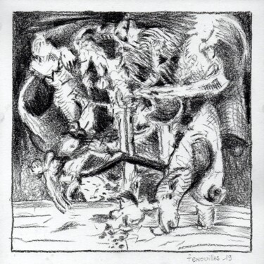 Disegno intitolato "Cette chute." da Jean-Bernard Fenouillas, Opera d'arte originale, Matite colorate