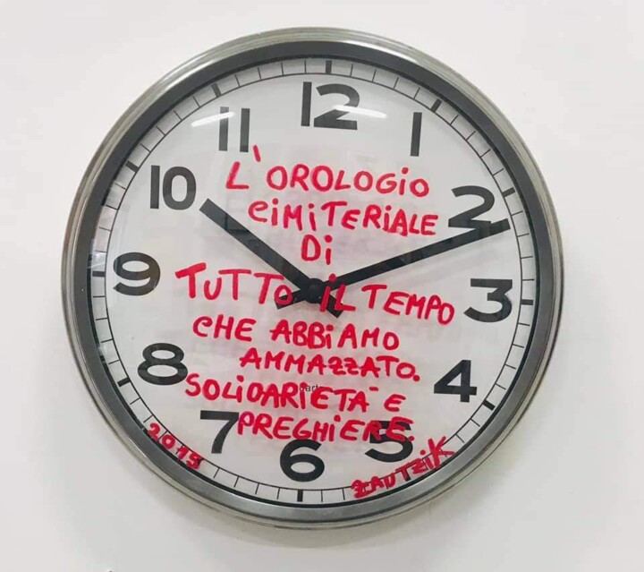 Design mit dem Titel "L'orologio cimiteri…" von Marco Zautzik, Original-Kunstwerk, Acryl