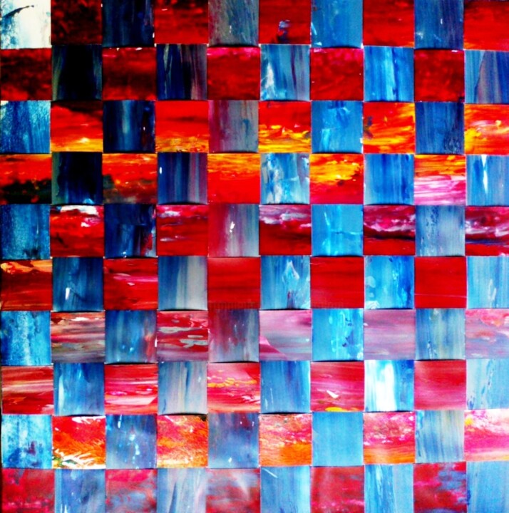 Peinture intitulée "entrelacement-60x60…" par Bernard Courtalon (courtaloni), Œuvre d'art originale, Acrylique