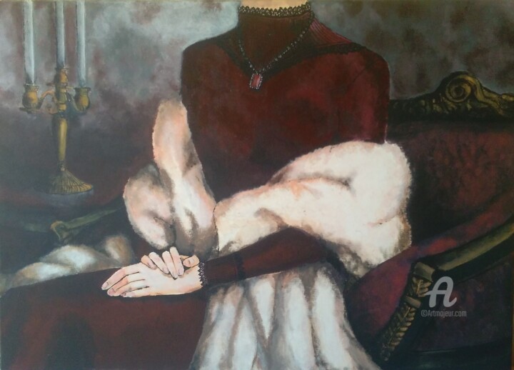 Painting titled "The Lady" by Asma ., Original Artwork, Acrylic