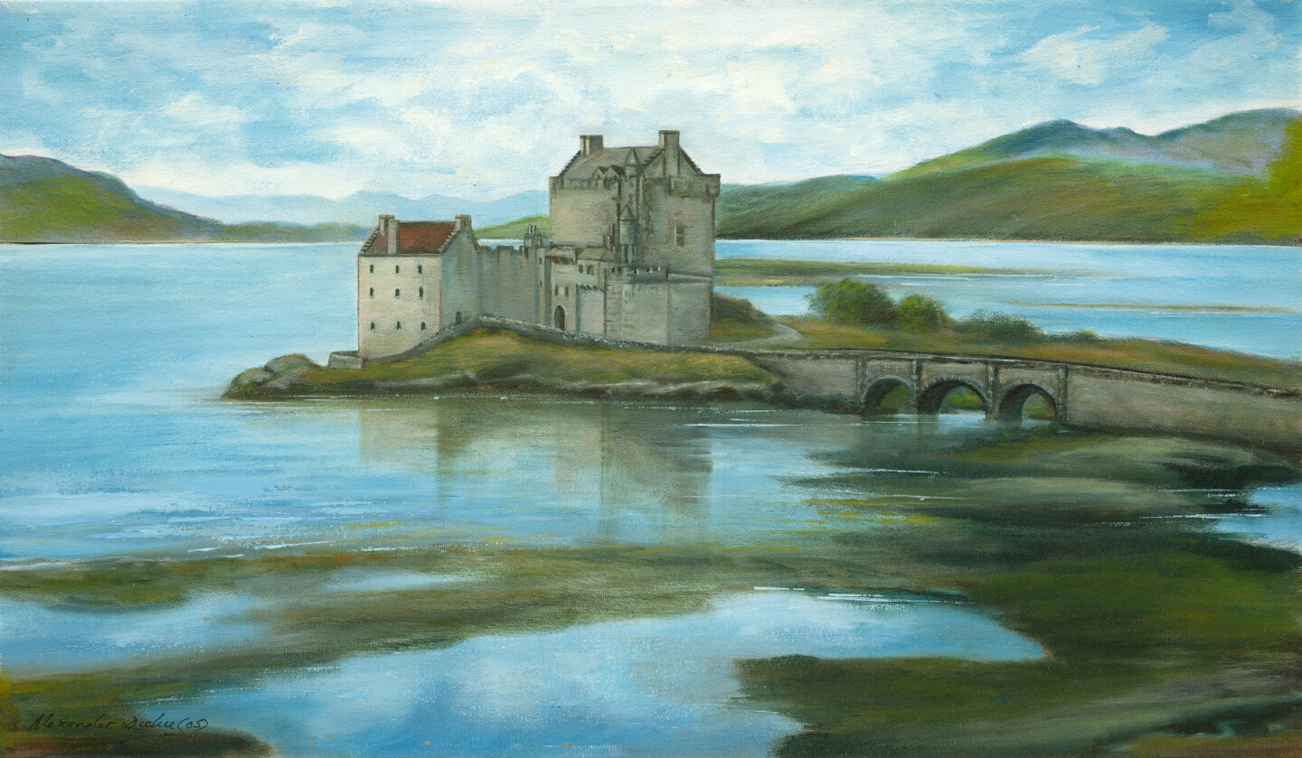 Eilean Donan Castle, Scotland, Painting by Alexander Taylor Dickie