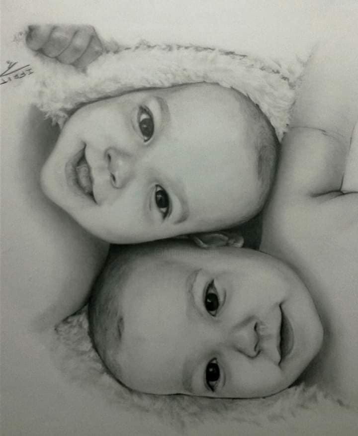 Twins, Drawing by Ifrit Artmajeur
