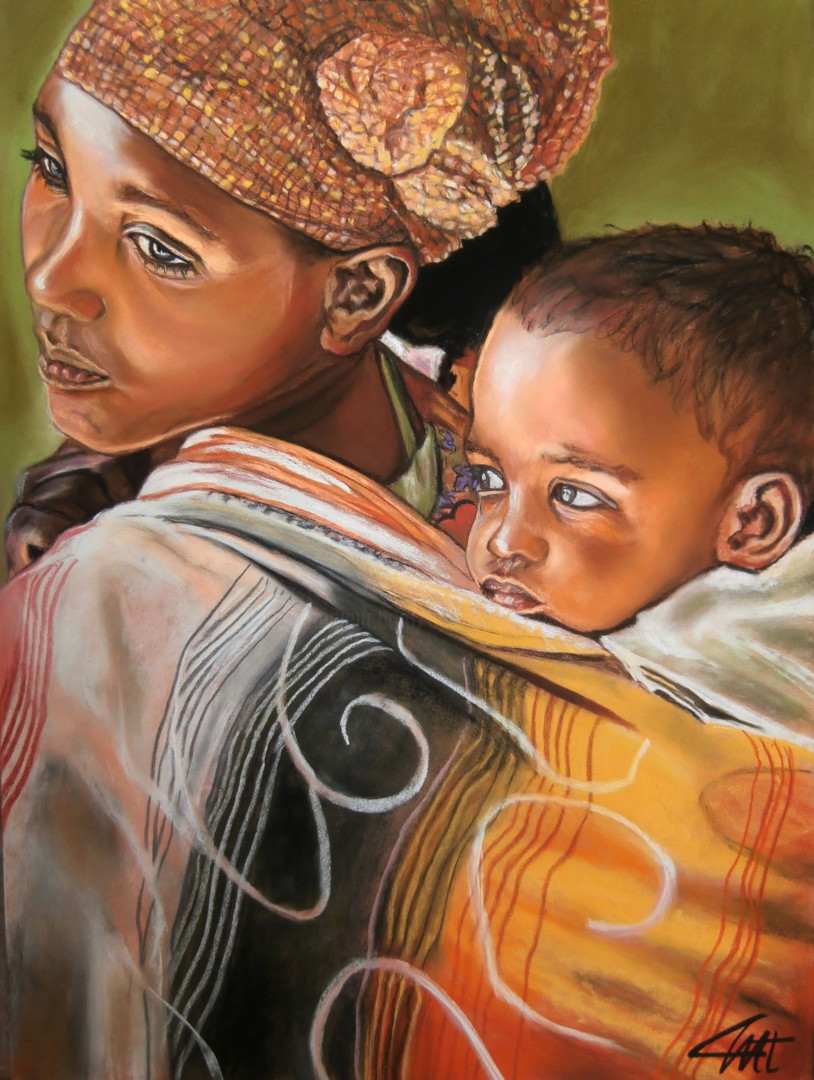 Картина африканка с ребенком