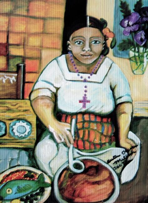 Mole, Painting by Chicana Artist. Ruth Olivar Millan