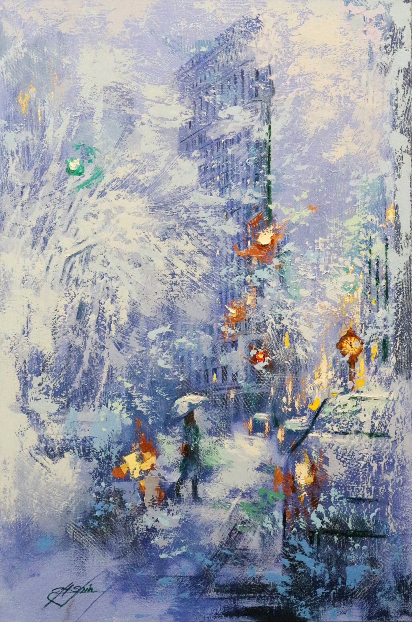 Winter Blue And Flatiron Building, Painting by Chin H Shin | Artmajeur