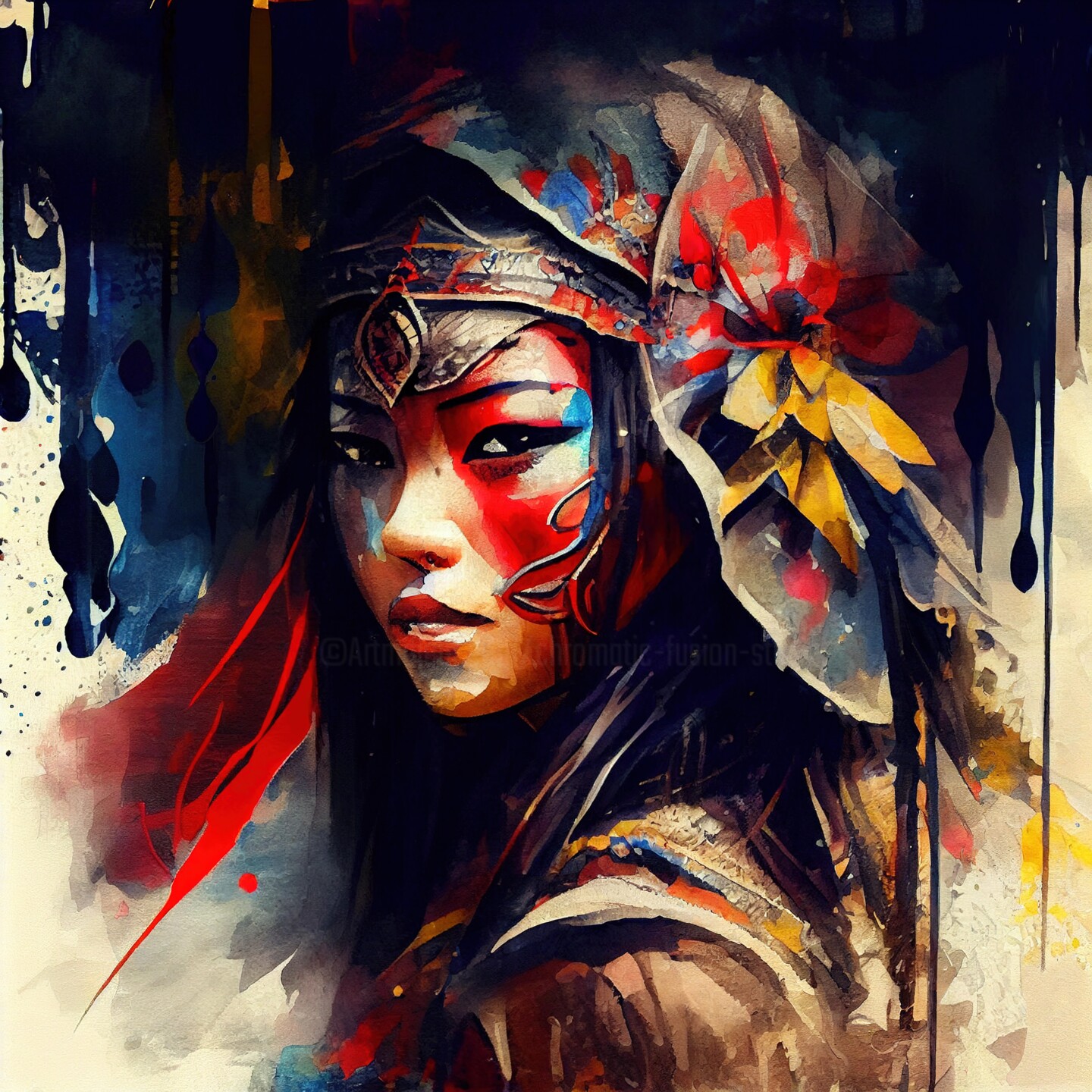 Warrior Woman by Anastasia Kourou, dark Digital Art for sale