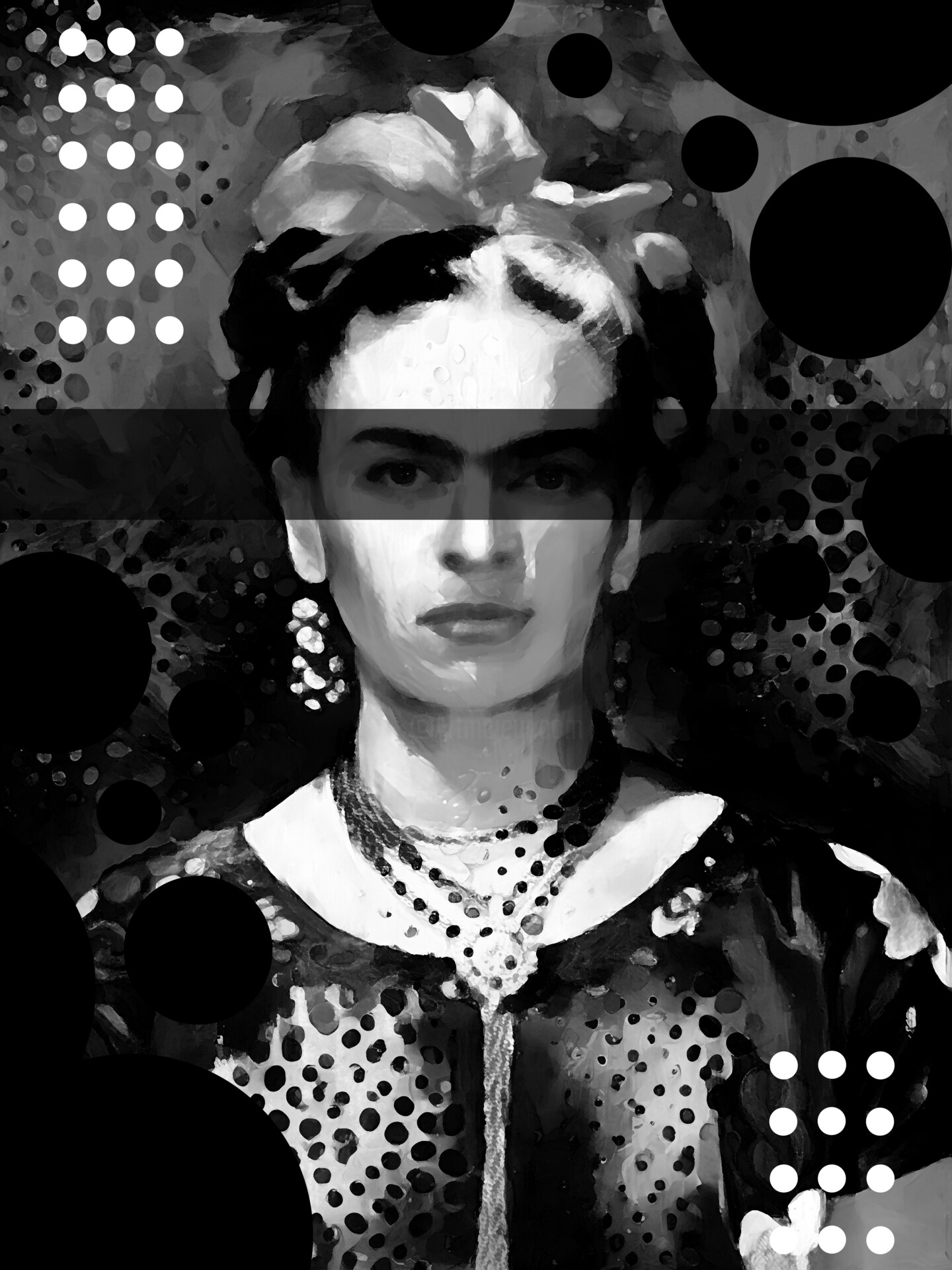 pop art portrait black and white