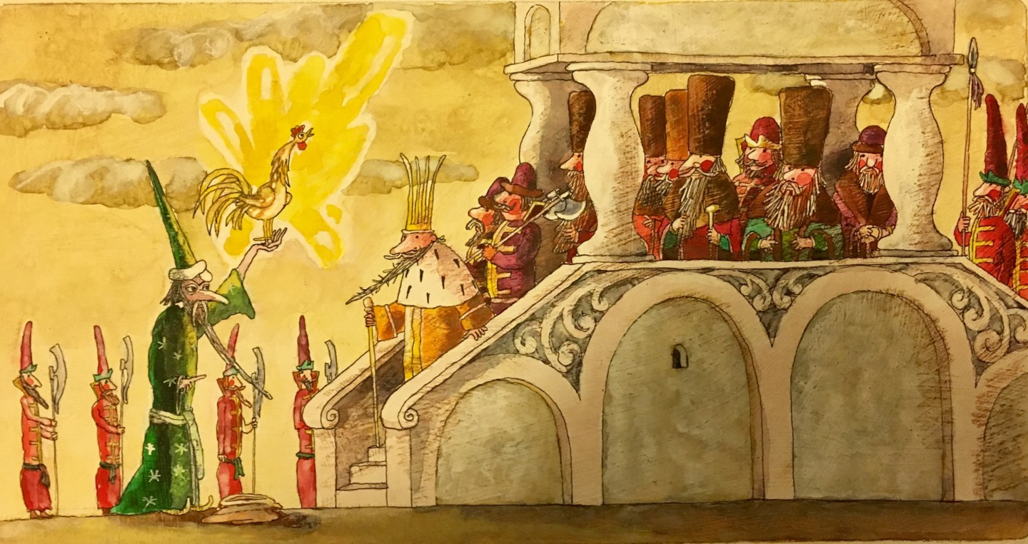 Рисунок золотой петушок Римского Корсакова