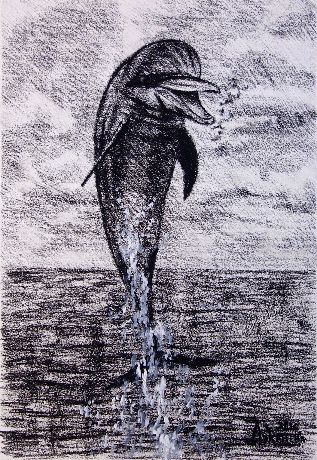 Графический рисунок дельфина