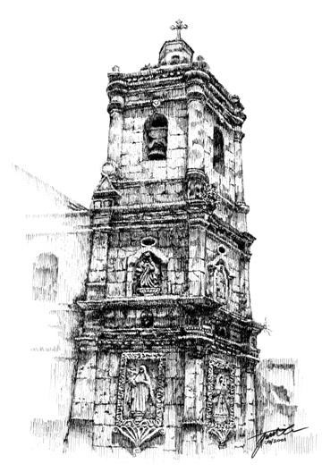 Sto. Ni o Church Bell Tower Drawing by Magalona Justino Artmajeur