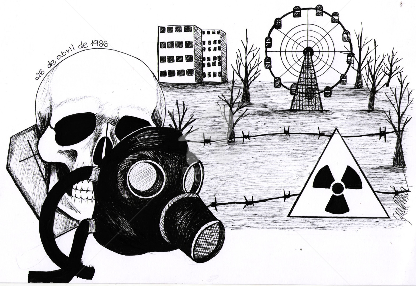Чернобыль рисунки карандашом