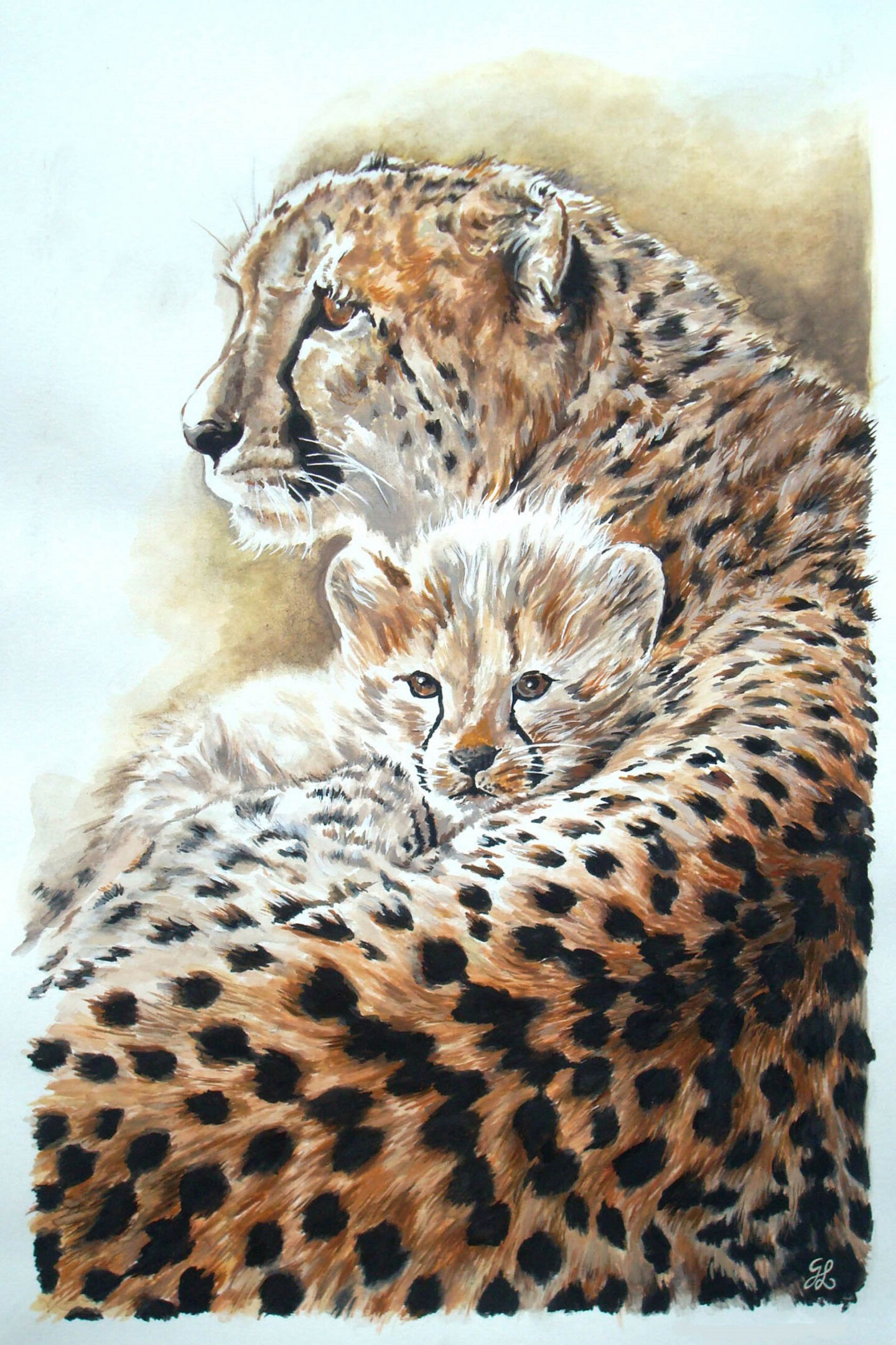 Instant De Tendresse - Femelle Guépard E, Painting by Ghislaine ...