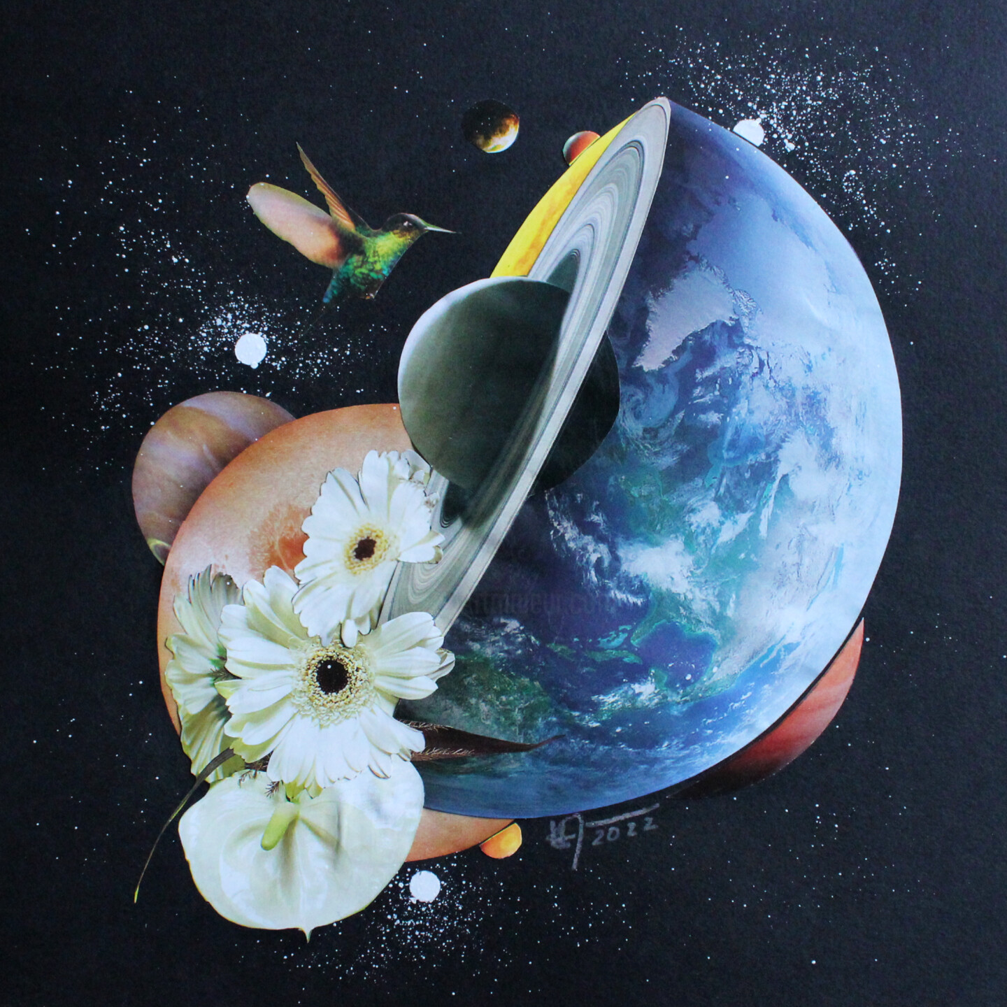 Voyage Au Coeur De La Terre, Collages par Ghislaine Gabet  Artmajeur