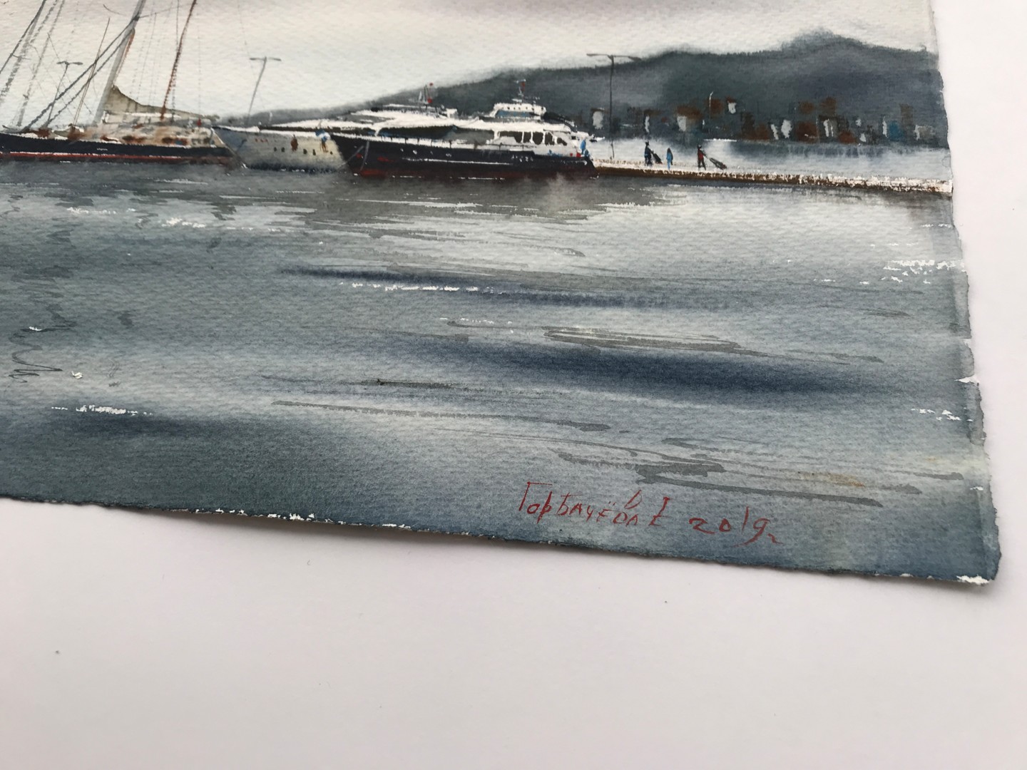 Moored Yachts Palamos Pintura Por Eugenia Gorbacheva Artmajeur