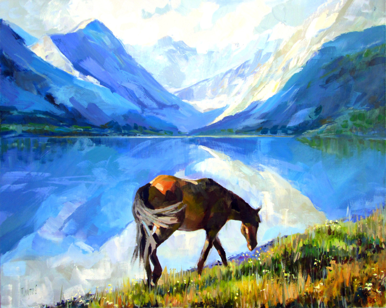 Живопись горный пейзаж акрил Алтай
