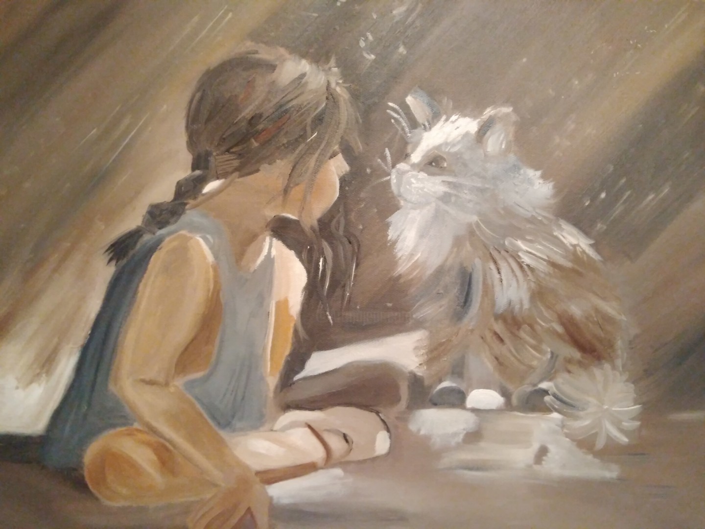 Девочка с кошкой картина