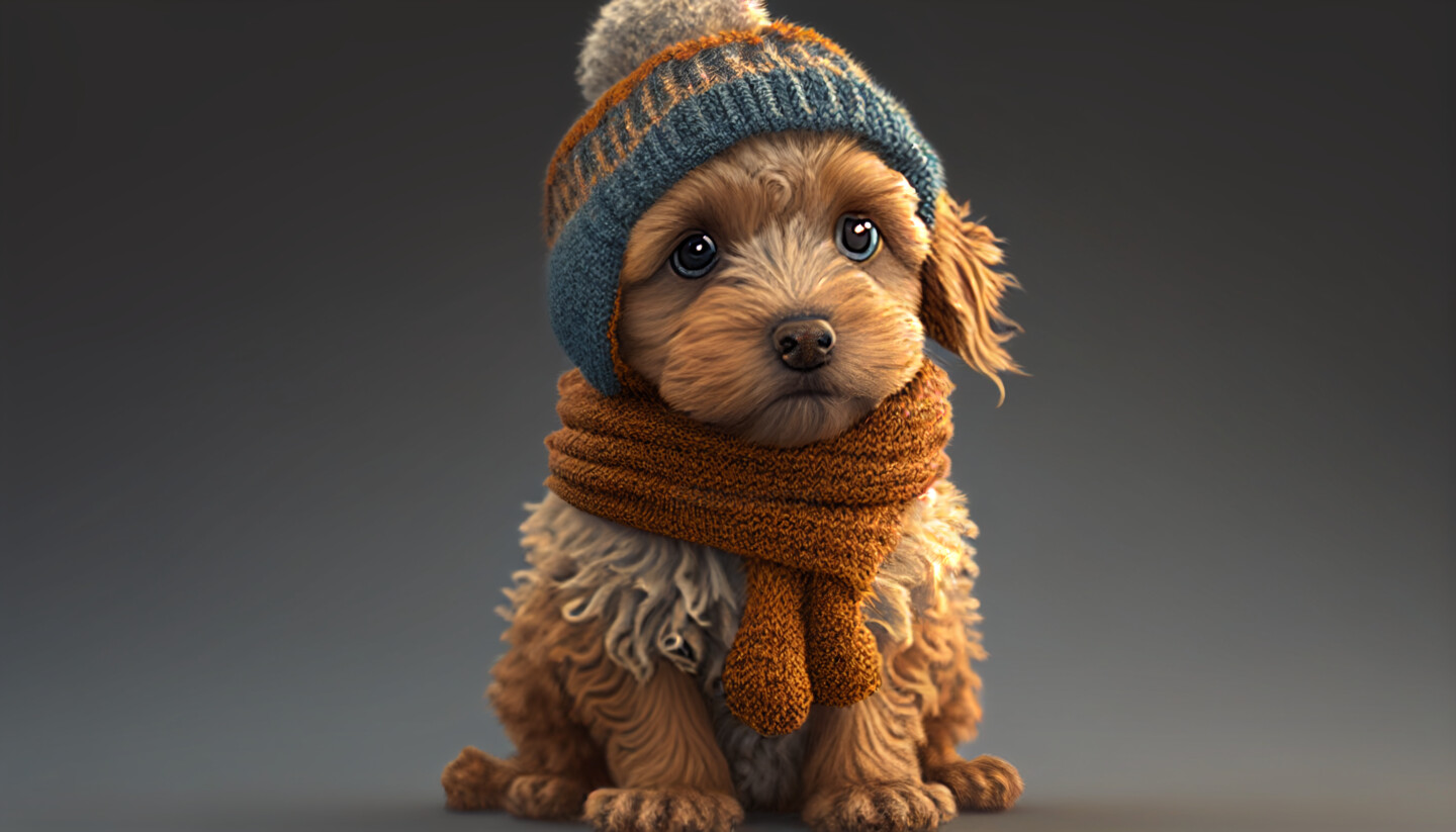 Cute Dog With Bobble Cap And A Scarf, Digital Arts by Kenny Landis ...