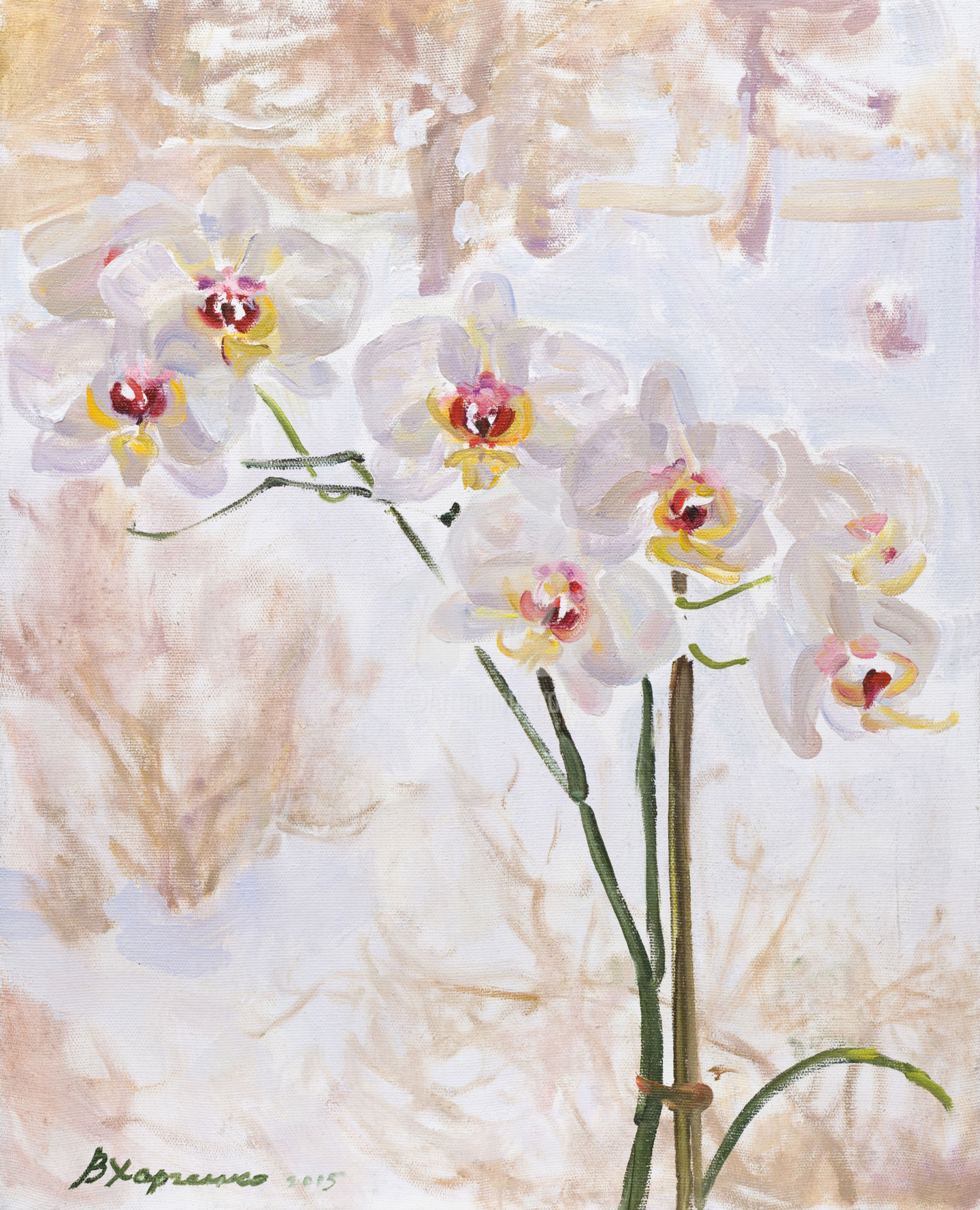 Белая Орхидея живопись