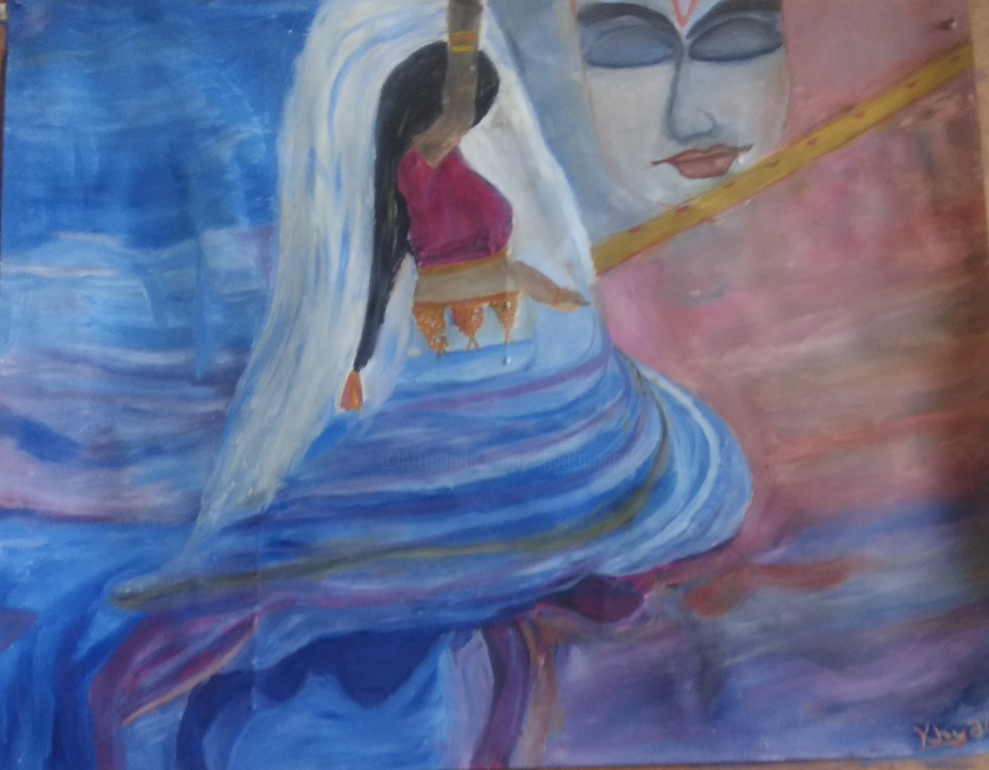 Abstract Art Of Krishna And A Gopi, Painting by Krishna Art ...