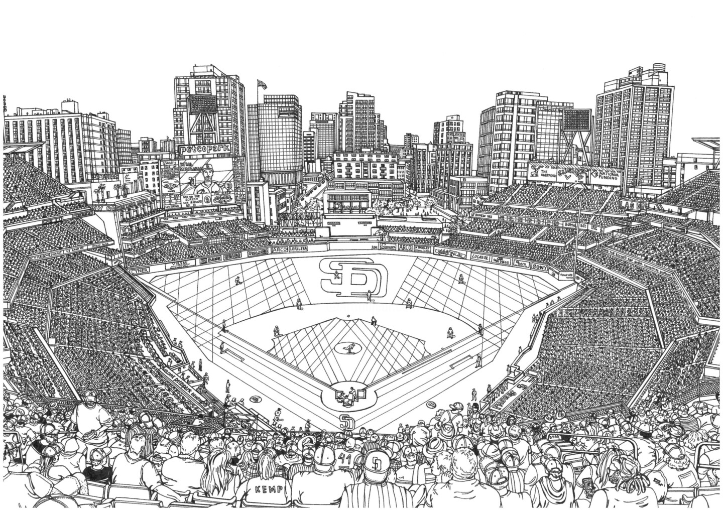 San Diego Padres Art Print San Diego Baseball Stadium Sign 