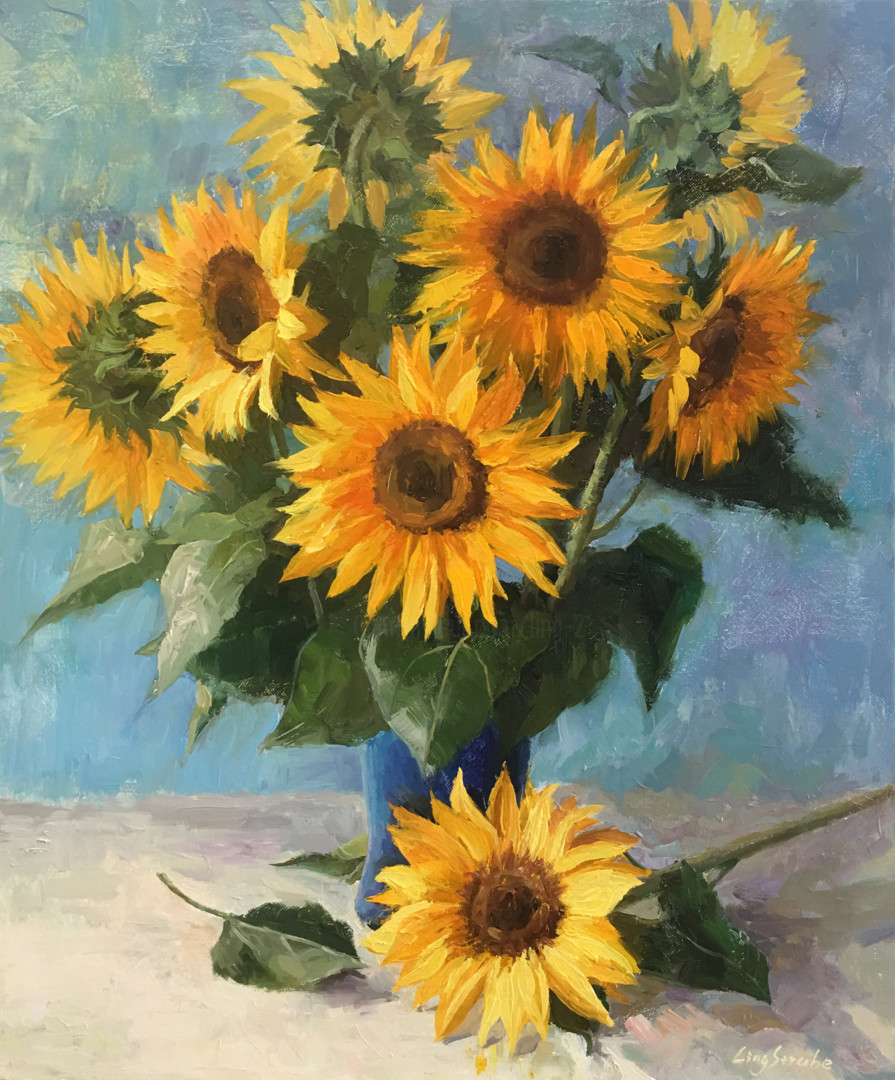 The Sunflower, Painting by Ling Strube | Artmajeur