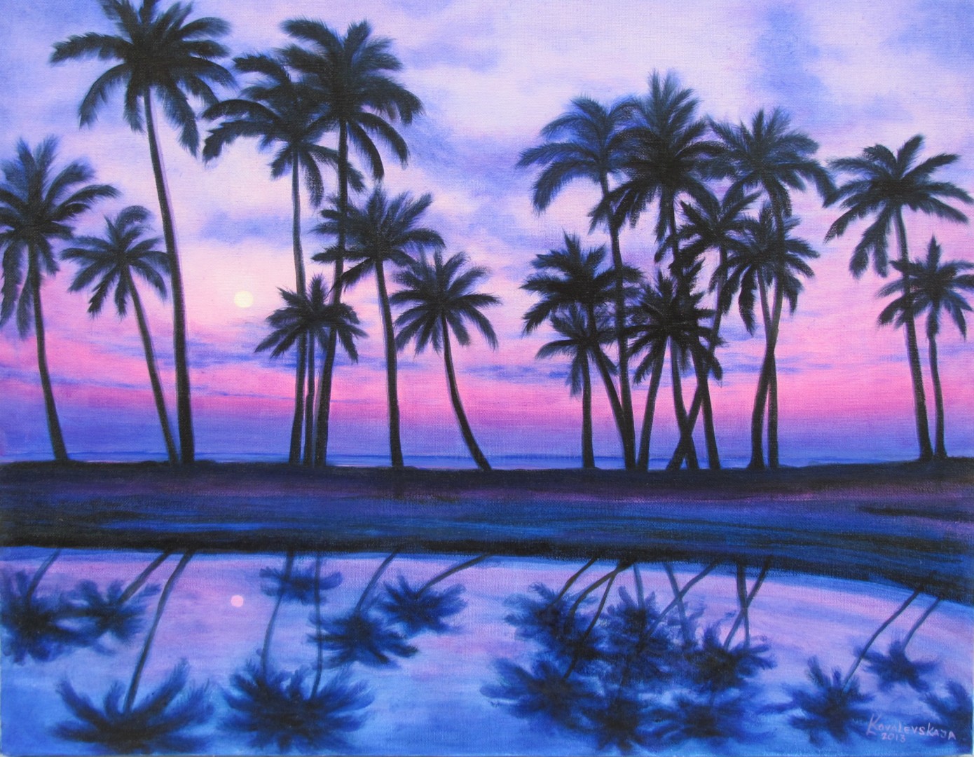 Картина художник фиолетовые пальмы