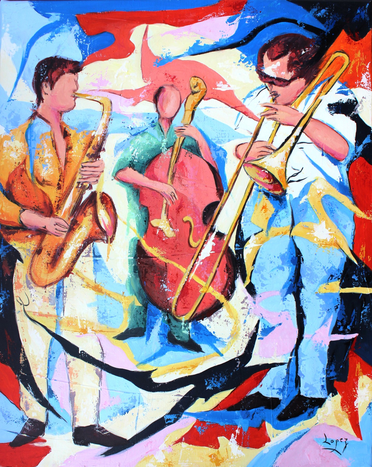 Violoncelle - Jean-Luc Lopez - Acrylique sur Toile