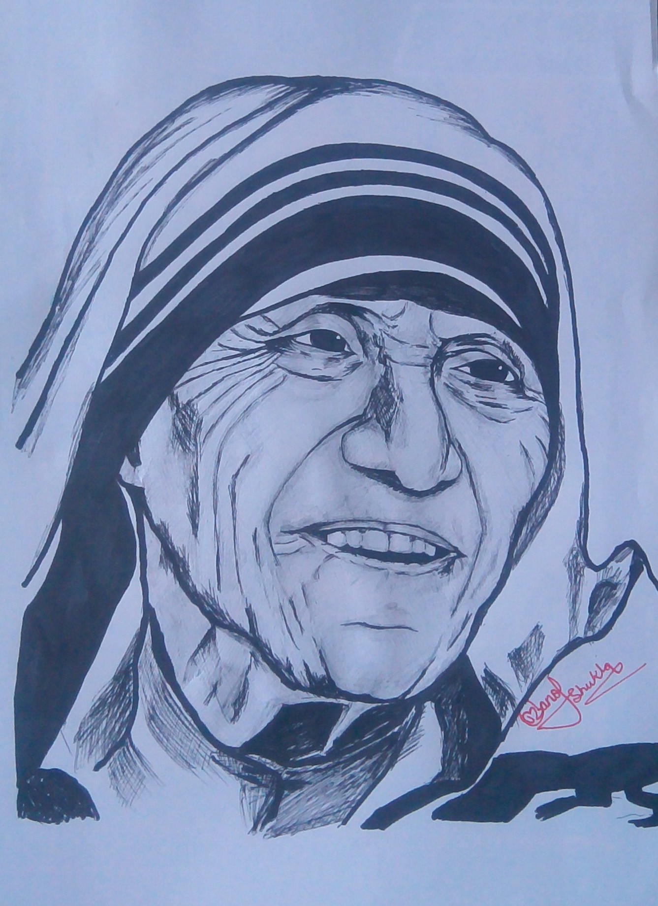 Mother Teresa Pencil Drawing Pictures Shukla Manoj Artmajeur Dozorisozo