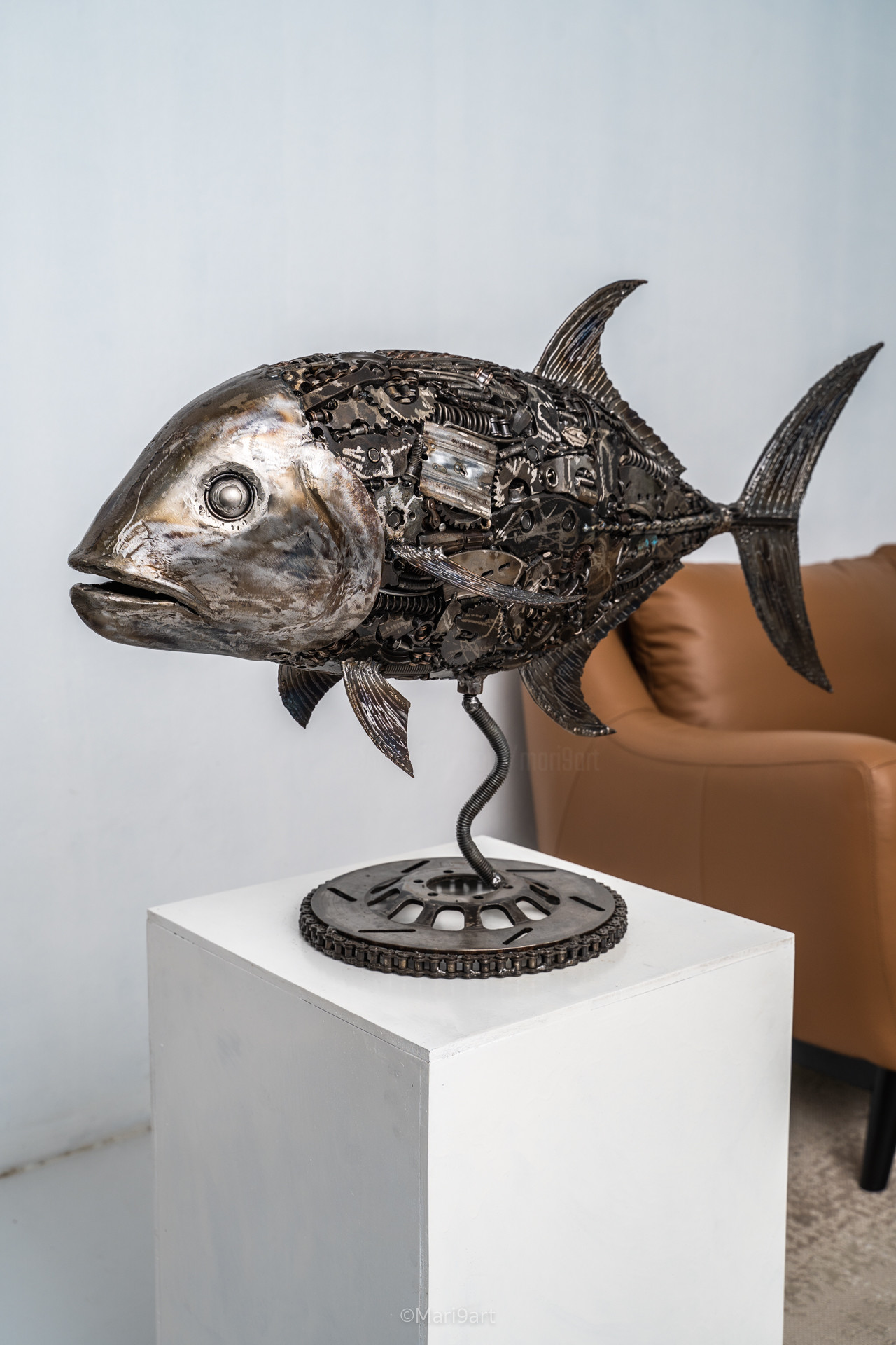 Jack Fish Metal Sculpture, 彫刻 Mari9art Metal Art Sculpture