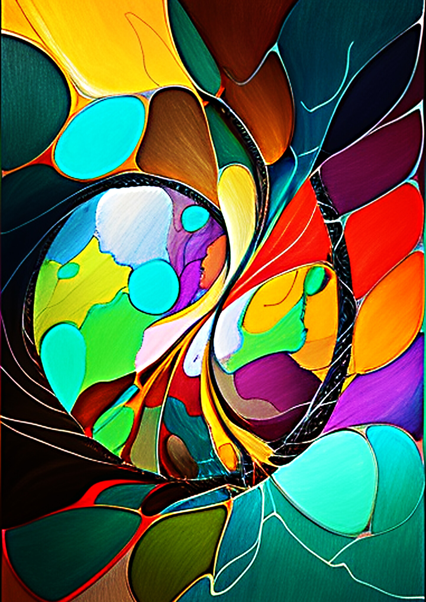 abstract glass painting outlines