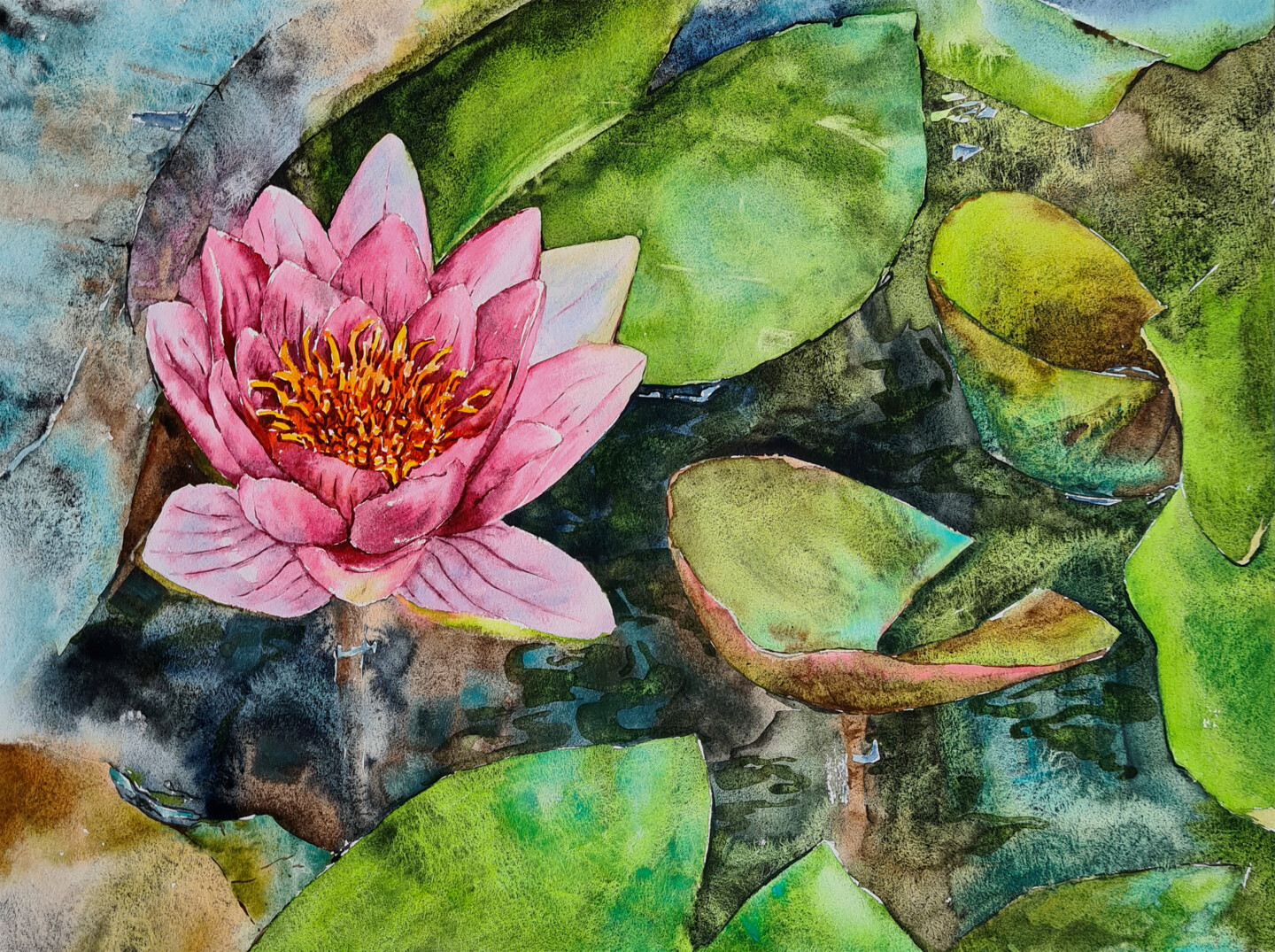 Water Lily, Painting by Maryna Slizinova | Artmajeur