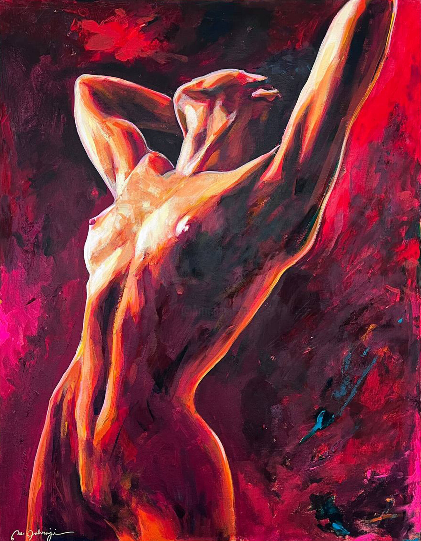 Naked Girl Dancing In The Red Painting By Mehdi Fahraji Artmajeur