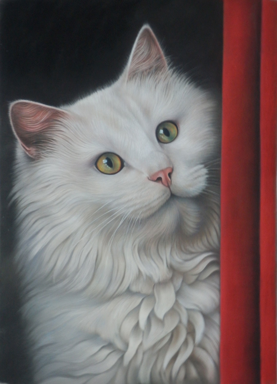 Mica Le Chat Blanc Painting By Christian Michaut Artmajeur