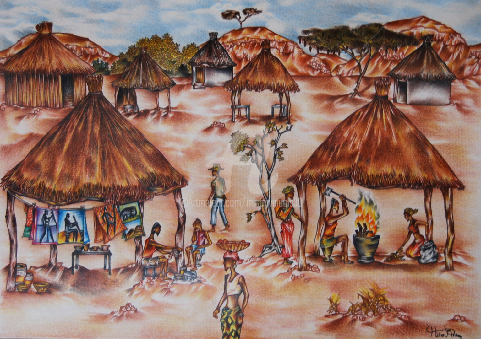 Африканская деревня арт