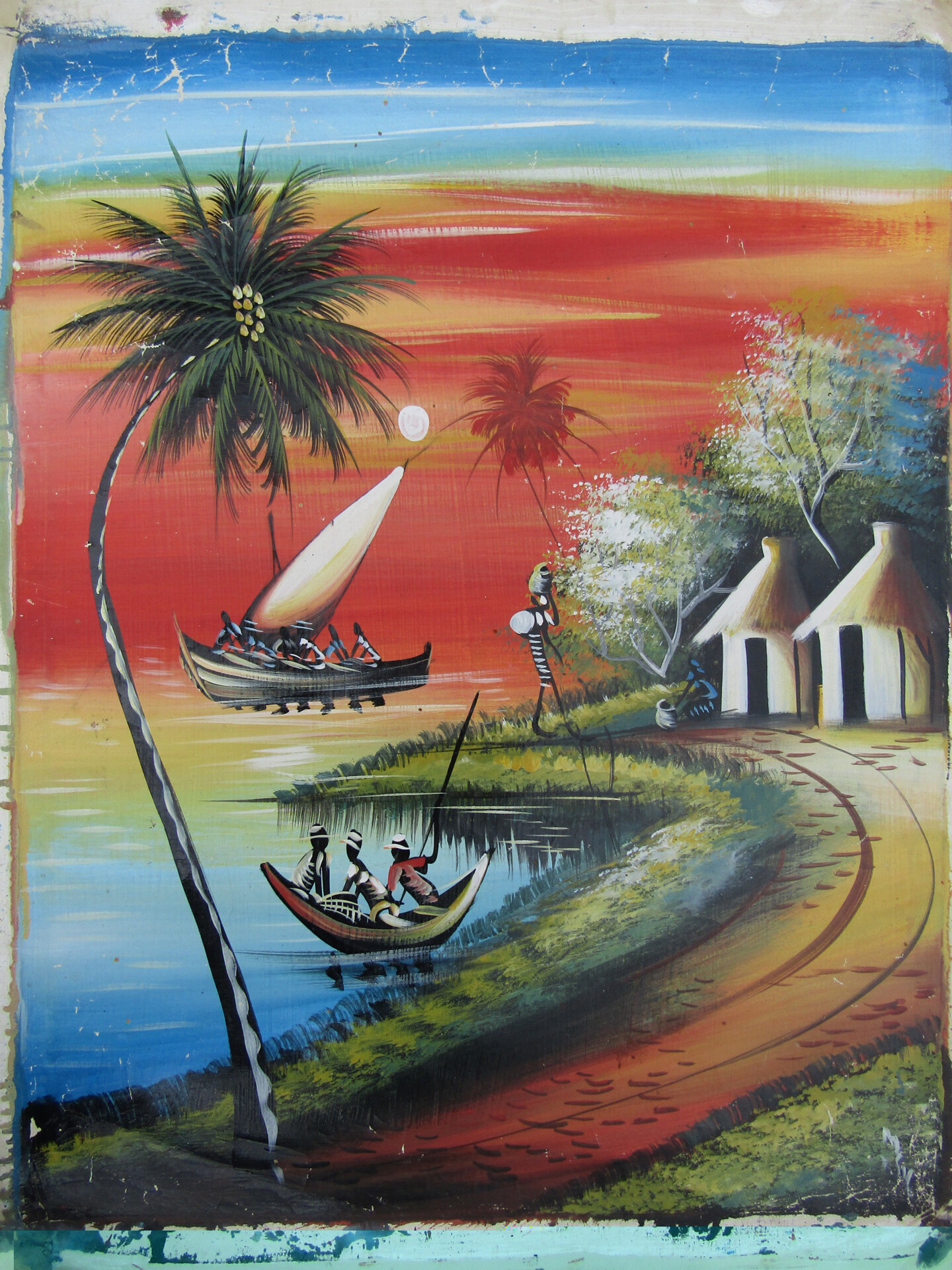Fishing canvas, Abstract art online, Wall art, Landscape Painting by Jafeth  Moiane